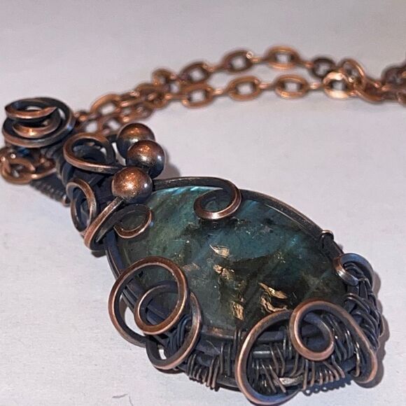 NWT DebbyTammy 18”necklace handmade Labradorite oval stone - Picture 8 of 12